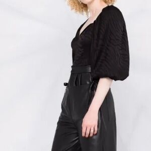 NWT Rotate Birger Christensen Irina Zebra Jacquard Crop Top Puff Sleeve Size 4